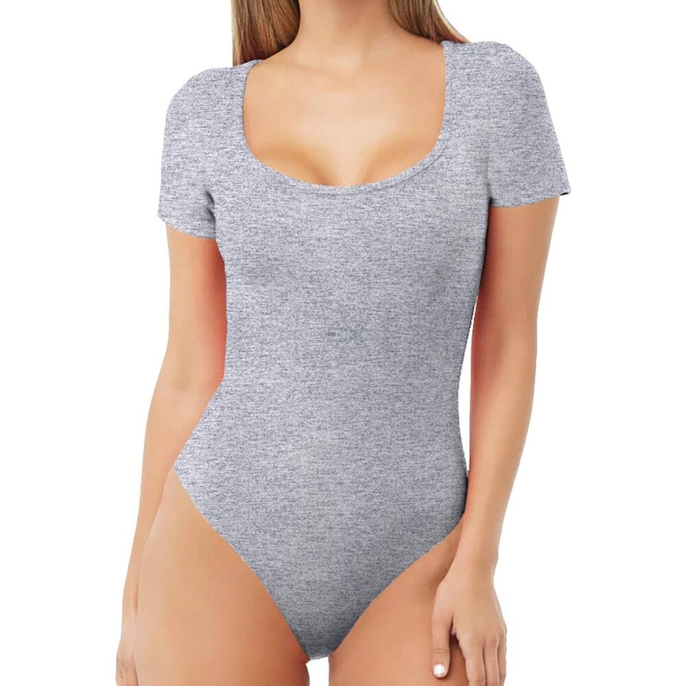 Woman's Scoop Neck Short Sleeved T-shirt Bodysuit